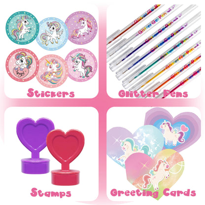 98Pcs Unicorn Stationary Set - Gifts for 6,7,8,9,10 Year Old Girl, Girls Stationery Set for Kids, Letter Writing Art Kit, Preteen Girls Craft Toys 8-10 Present - Birthday Gift for Girls