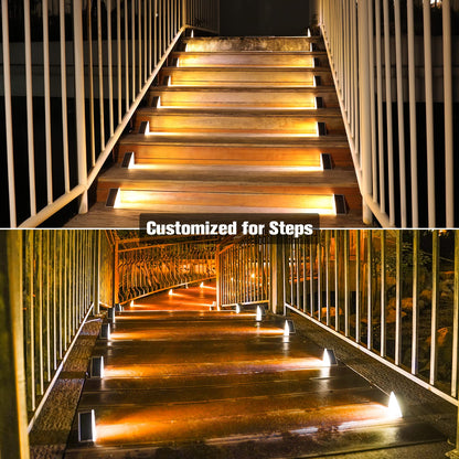 VOLISUN Outdoor Stair Lights 12 Pack, Solar Step Lights Waterproof IP67,80 Lumen, Led Step Light Outdoor for Garden Backyard Stair, Front Door,Porch and Deck(Warm White)
