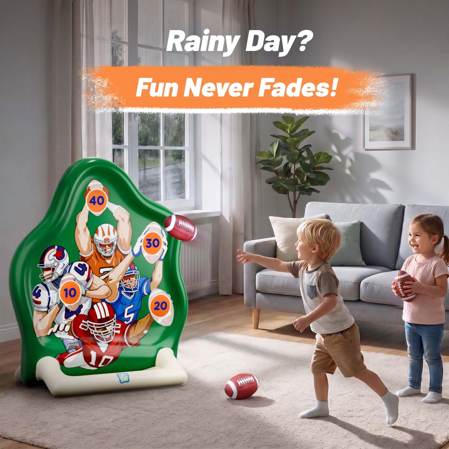 Funscape Kids Fun Pool Toys, Inflatable Football Toss Target Game, Swimming Pool Floats, Beach Yard Outdoor Water Play, Summer Party Birthday Sport Gift 3 4 5 6 7 8 9 12 Yrs Boy Girl Teen
