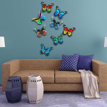 Jetec 8 Pcs Metal Butterfly Wall Decor 6.5 Inch Outdoor Butterflies Wall Art Sculpture 3D Butterfly Hanging Decoration for Spring Outside Fence Garden Yard Home Patio Balcony(Stylish Style)