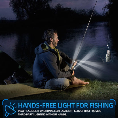 lucdnc Gifts for Men Stocking Stuffers for Adults LED Flashlight Gloves Cool Gadgets Tools Outdoor Hands Free Flashlights for Fishing Repairing Camping Unique Men Birthday Christmas Gifts