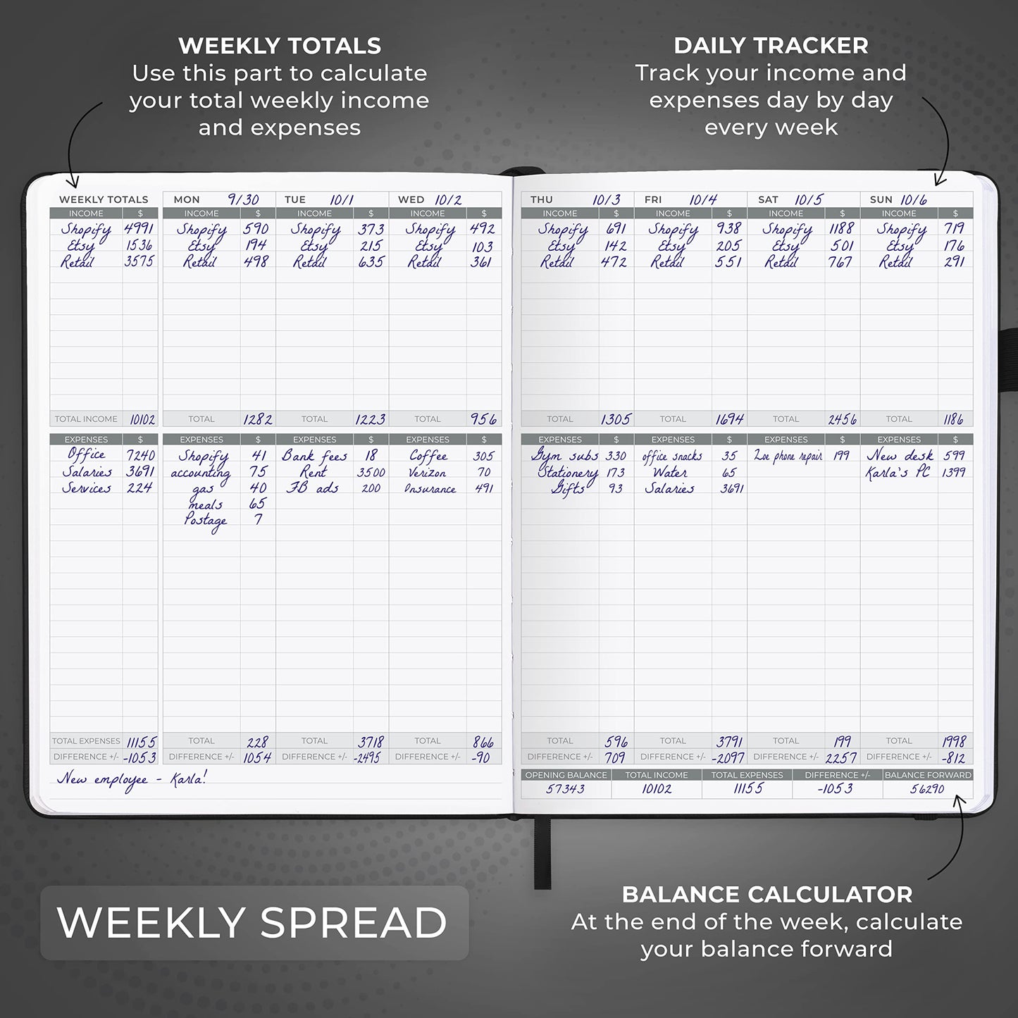 Clever Fox Income & Expense Tracker Large – Accounting & Bookkeeping Ledger Book for Small Business – 2-Year Record Notebook, A4 (Black)