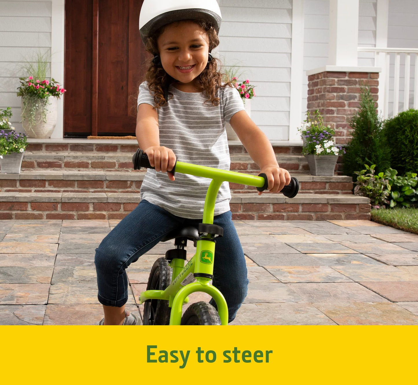 TOMY John Deere Toddler Balance Bike – 10" Girls' and Boys' Bike — Sturdy and Lightweight Kid's Bike - Toddler Bike with Adjustable Handle Bars and Seat - Green - Ages 2 Years and Up
