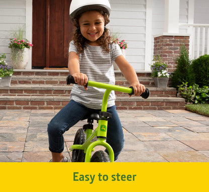 TOMY John Deere Toddler Balance Bike – 10" Girls' and Boys' Bike — Sturdy and Lightweight Kid's Bike - Toddler Bike with Adjustable Handle Bars and Seat - Green - Ages 2 Years and Up
