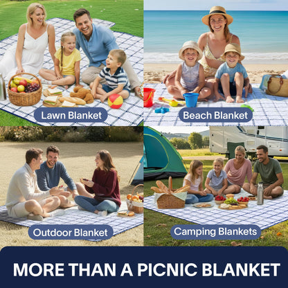 Alvantor® Extra Large Picnic Outdoor Blanket, 80"x 80" Waterproof Foldable Camping Blankets, Portable Picnic Mat for Travel, Park, and Beach, Sandproof, Soft & Durable, Bule