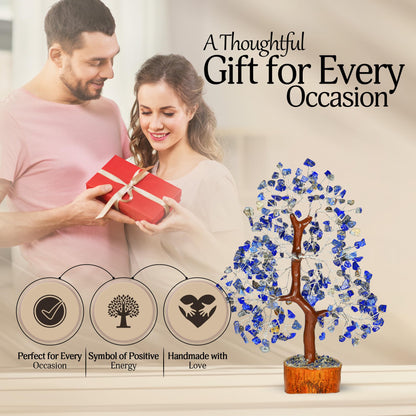 YATSKIA Lapis Lazuli Crystal - Crystal Tree - Feng Shui Decor - Tree of Life - Meditation Accessories - Desk Decorations, Spirtual Things, Good Luck Gifts