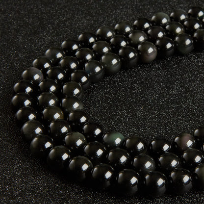 100pcs 8mm Black Obsidian Beads Natural Gemstone Beads Round Loose Beads for Jewelry Making