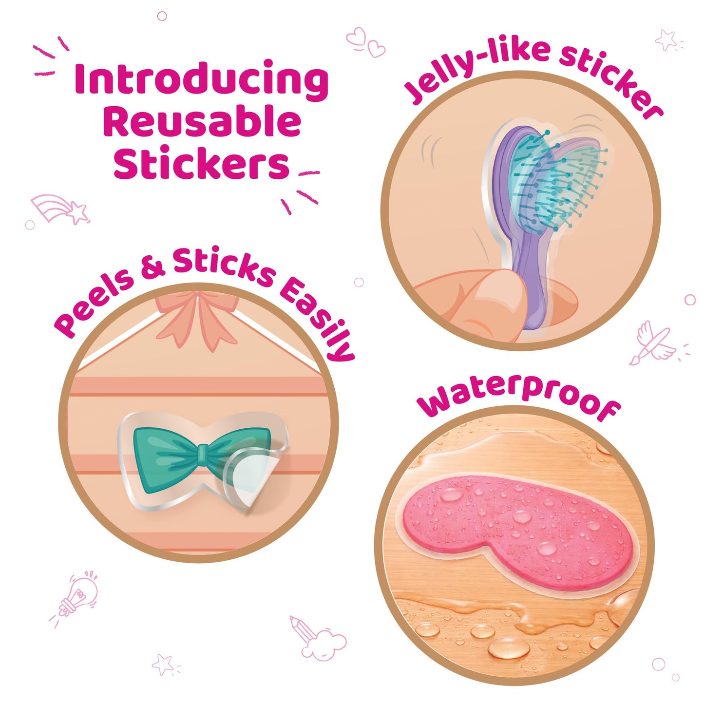 Imagimake Reusable Sticker Fun – Hair & Makeup Kit |Reusable Glam Stickers for Kids | 6 Styling Scene Boards | Pretend Play | Kids Games 3-5 | Toddler Girl Toys | 3,4,5,6,7 Year Old Girl Birthday Gift