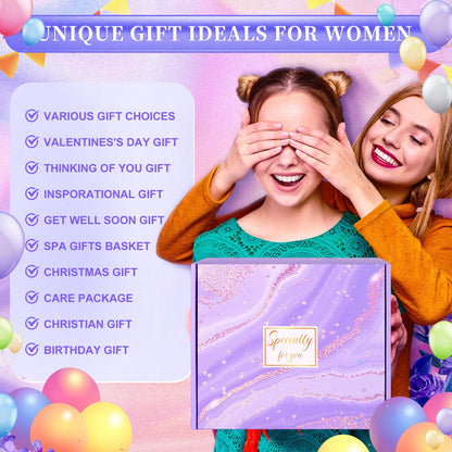 13PCS Birthday Gifts for Women,Mom, Wife, Girlfriend, Sister, Her- Self Care Package Get Well Soon Gifts Basket for Women Purple Birthday Gifts Mothers Day Baskets for Mom