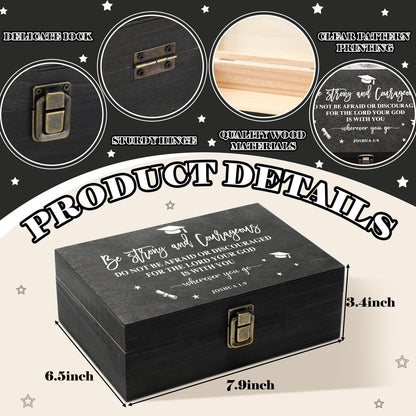 Seeloowy Graduation Memory Keepsake Box with Photo Custom 2026 Large Grad Card Box with Customized Picture Gift for Him Her for Graduate Grad High School Party(Black,Religious)