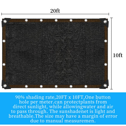 90% Shade Cloth for Garden 10x20FT Shade Cloth with Grommets,Shade Tarp for Plants,Shade Tarps for Outdoors,Patio Covers for Shade and Rain,Suitable for Shading Plants,Garage,Summer Garden Shade Net