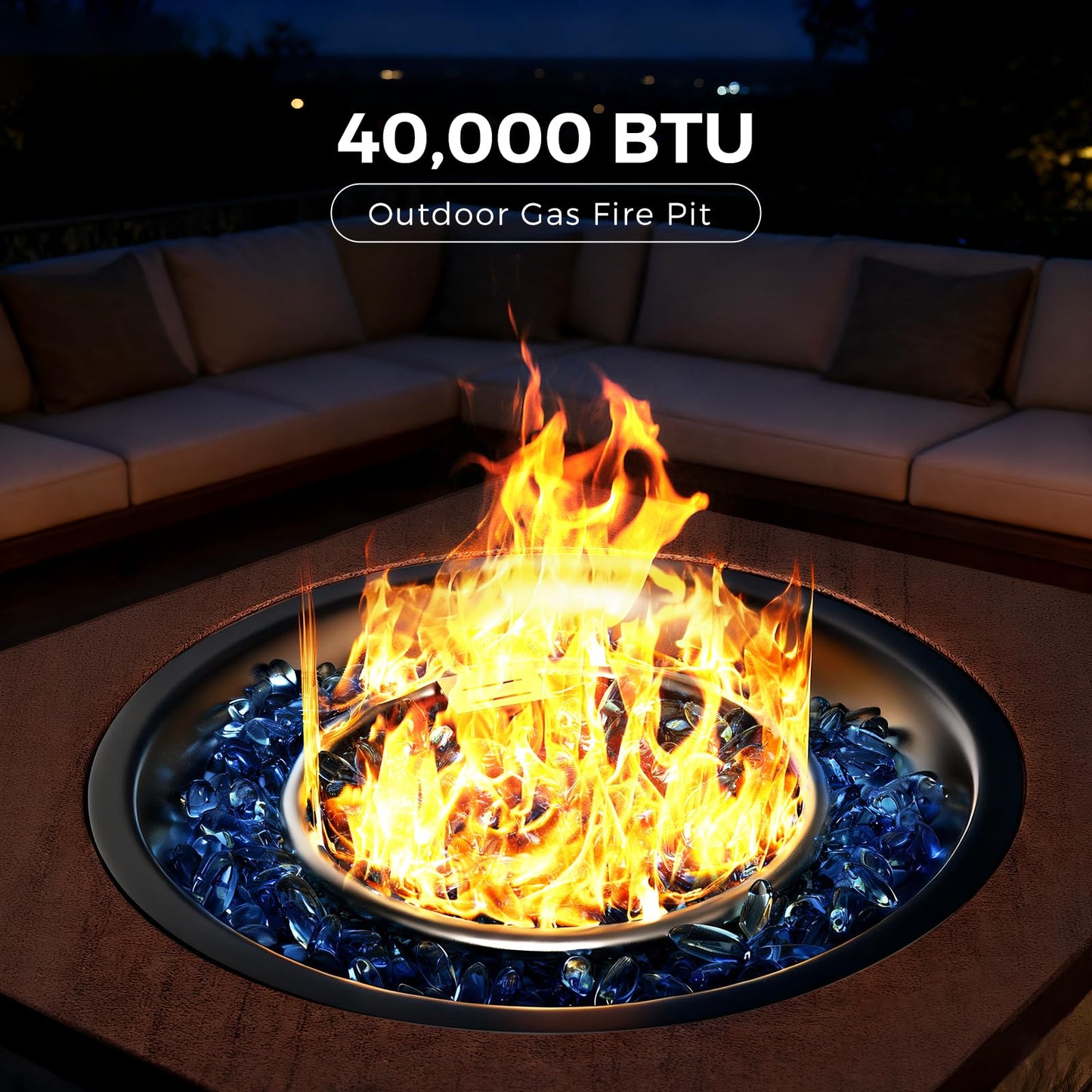 Jocoevol 2-Piece Propane Fire Pit Table 28 Inch Outdoor Gas Fire Pit 40,000 BTU with Tank Table Glass Rocks for Outside Patio Outdoor Backyard Deck Balcony, CSA Certified