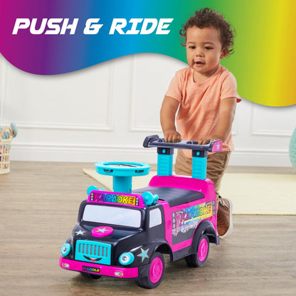 Toddler Ride On Toy - Push Car, Interactive Musical Toys for Toddlers 1-3 with Microphone, Keyboard & Drumsticks, Toddler Activities, Foot to Floor, Durable Baby Car, Easy Assembly, Baby Toy