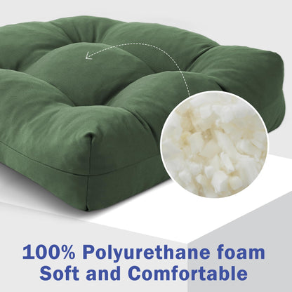 IPYNBAP Outdoor Chair Cushions Set of 2, Patio Chair Cushions with Ties, 19x19+5” Tufted Outdoor Seat Cushions, Waterproof Patio Furniture Cushions, Outdoor Dining Chair Pads, Forest Green