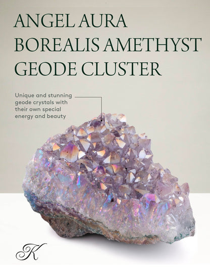 KALIFANO Angel Aura Amethyst Geode – Titanium-Bonded High-Energy Amatista for Reiki, Wicca, Crystal Decor & Metaphysical Gifts – Natural Crystals and Healing Stones (Family Owned)