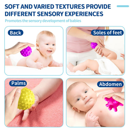 Sensory Balls for Toddlers 1-3, Sensory Baby Toys 6-12 Months, Infant Squeeze Sensory Toys,Baby Rattle Ball, Baby Teething Sensory Montessori Toys Soft Chew Toy with Rattles for Babies
