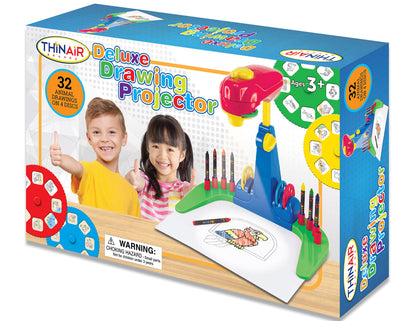 Thin Air Brands Drawing Projector for Kids 3 & Up, Preschool Tracing Projector Kit Includes 32 Animal Drawings on 4 Sturdy Discs, 8 Crayons & 1 Pad of Drawing Paper for Fun Play-Based Learning