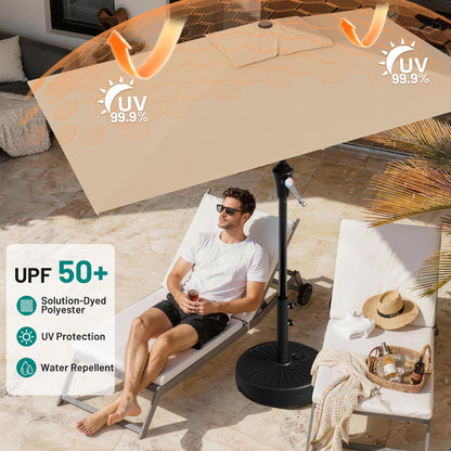 AreShark 6.5' x 10' Rectangular Patio Umbrellas for Outdoor, Outdoor Table Umbrella, Large Outdoor Patio Umbrellas with 6 Sturdy Ribs for Pool, Garden, Deck & Market (Beige)