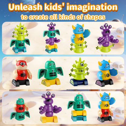 Haoshoon Magnetic Robot Building Toys for Kids 3-8, STEM Magnetic Monster Set, DIY Stacking Robots with Storage Box, Ideal Birthday for Boys Girls Age 3 4 5 6 7 8