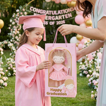 Gloveleya 16" Graduation Girl Doll - Pink Plush Toy with Cap & Gown - Preschool Kindergarten Graduation Gifts for Girls, Class of 2026 Milestone Keepsake