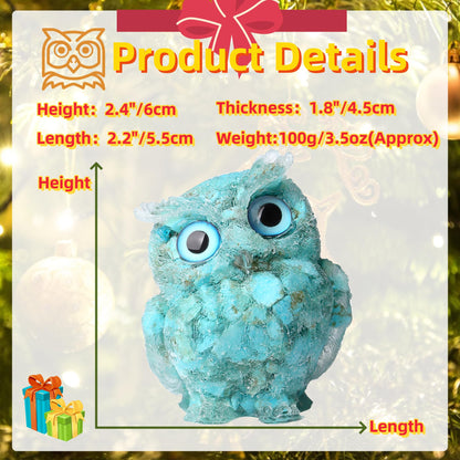 YATOJUZI 2.4" Owl Decor Owl Statue Figurines Healing Crystals Stones Turquoise Hand-Carved Gemstones Cute Home Office Desk Decor Spiritual Energy Reiki Gifts for Women Men