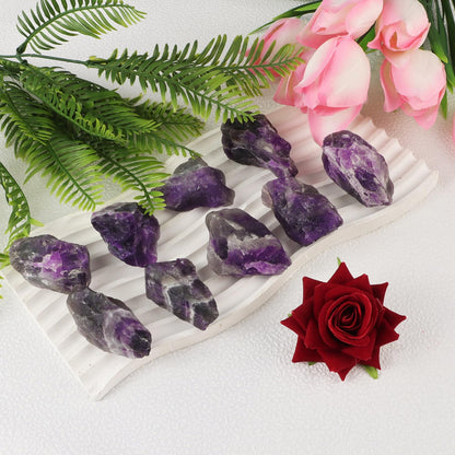 Amethyst 1lb Natural Rough Stones Crystal Large Raw Amethyst Crystals Bulk Healing Gemstones for for Cabbing, Tumbling, Cutting, Lapidary, Polishing, Reiki Crytsal Healing