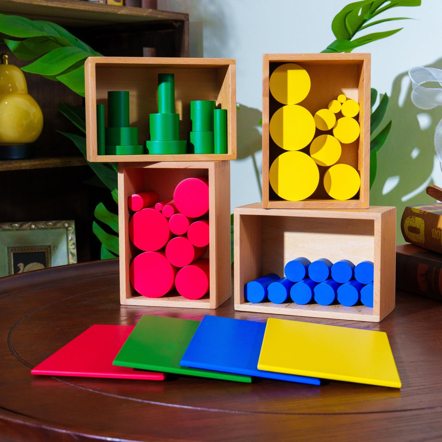 Advanced Montessori Sensory Toys, Montessori Sensorial Kit 2 with Knobless Cylinders & Trinomial Cube, 12 Premium Beechwood Educational Toys for Kids 3-8, Homeschool Preschool Learning Materials
