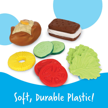 Learning Resources New Sprouts Bundle of Breakfast, Lunch and Dinner - Food Toys, Pretend and Play, Imaginative Skills, Toddlers Kitchen Toys, Fruit and Vegetable Basket, Gifts for Boys and Girls