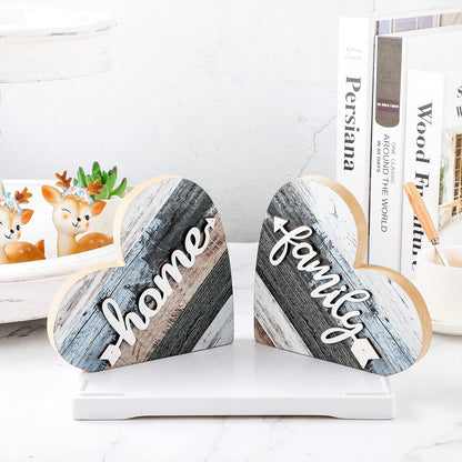 Jetec 2 Pcs Rustic Wooden Heart Table Decor, Daisy Farmhouse Home Decor, Bless This Home & Be Kind Sign for Living Room, Dining Room, Shelf & Mantel, Ideal Housewarming & Birthday Gift(Simple Style)
