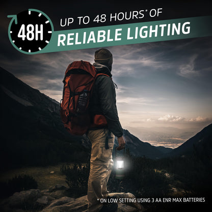 Energizer S-500 Hybrid Power Camping Lantern, Solar, Rechargeable, or AA Battery Powered, IPX4 Water Resistant Bright LED Lantern