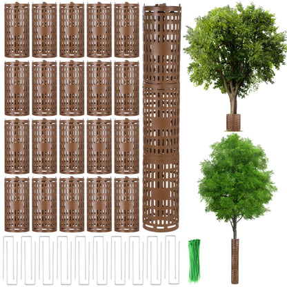 20 Pack Plant Tree Guard Protector, Tree Trunk Protector Around Trunk Bark, Saplings, and Vines, Expandable Mesh Tree Bark Protector 15 Inches Tall, Protect from Trimmers, Mowers, and Animals
