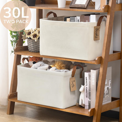 CHICVITA Storage Baskets for Shelves, Closet Organizers and Storage, Modern, Beige, 2-Pack, 16 ¾" L x 11" W x 9 ¾" H