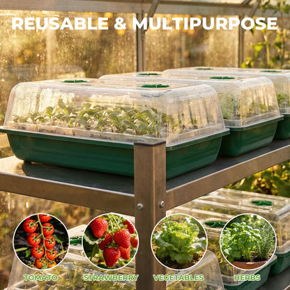 HIRALIY 80 Cell Seed Starter Tray Kits, Reusable Plant Germination Trays, Easy Transplanting, with Humidity Domes and Bases, for Starting Vegetable, Flower & Herb Seeds, Indoor Gardening, Greenhouse