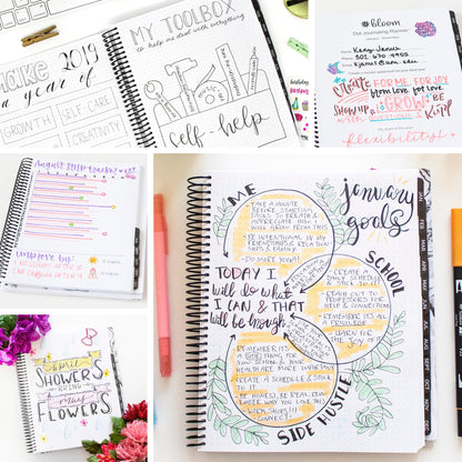 bloom daily planners Undated Dot Journaling Calendar Planner - Essential Weekly/Monthly Grid Style Agenda Book (7" x 9") - V2
