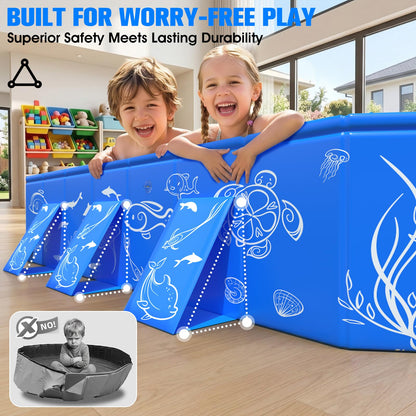 2026 Kiddie Pool with Canopy,Baby Swimming Pool for Toddler,Non-Inflatable Portable Pool for Kids,Foldable Toddler Pool with Shade,Kiddie Pool for Backyard,Pop Up Baby Beach Pool 53''×40''×33''