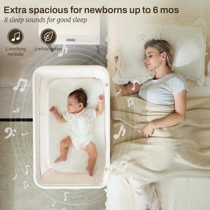 Staroyal Electric Bassinet Baby Cradle 3 Rocking Motion, 3 in 1 Baby Bassinets for Newborn with 5 Heights Adjustable, Girl/boy Automatic Rolling Bedside Sleeper, Pink