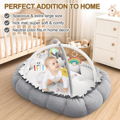 OCATO Baby Play Mat Gym: Baby Play Gym Mat Thick Large Baby Activity Center from Baby to Toddler Skills Development Baby Essentials Baby Shower Gifts Boy Girl for Babies 0-6-12 Months