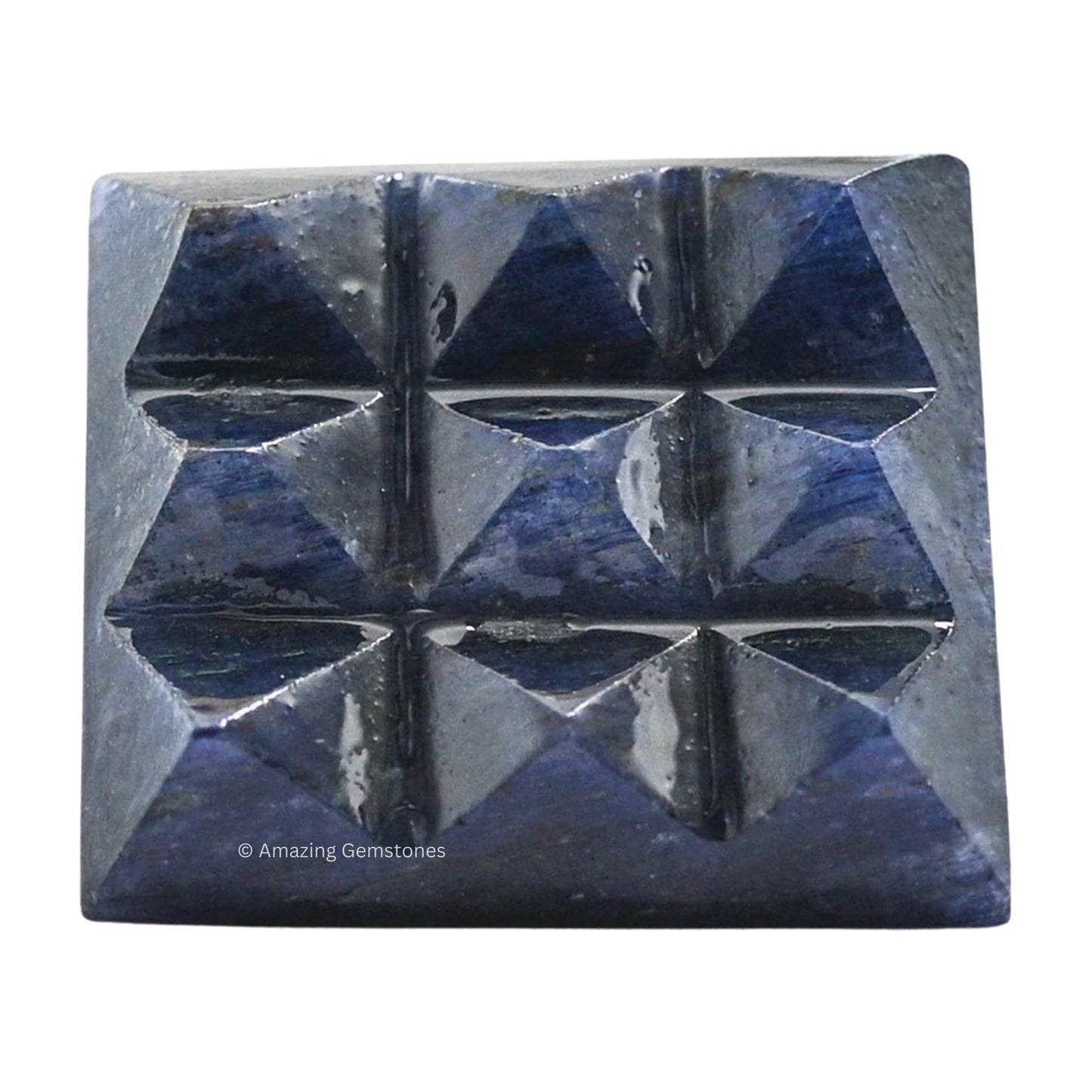 Amazing Gemstone Blue Aventurine Crystal Pyramid with 9 Pyramid Plate Bottom - 1" Mini Pyramid Figurine of Natural Stone Pyramid for Meditation, Reiki, Chakra Balancing Vastu Pooja and Crystal Grids