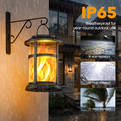 Otdair 4 Pack Solar Lanterns Outdoor Waterproof, Upgraded Flickering Flame Hanging Solar Lights for Outside, Solar Powered Lantern for Patio Yard Garden Porch Decor, Gift for Mom Housewarming