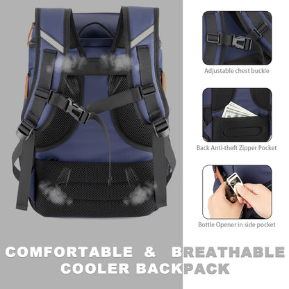 Insulated Cooler Backpack,45 Cans Multifunctional Double Deck Leakproof Cooler Bag with Sternum Strap,Large Capacity Lightweight Travel Camping Beach Backpack Cooler Ice Chest for Men Women