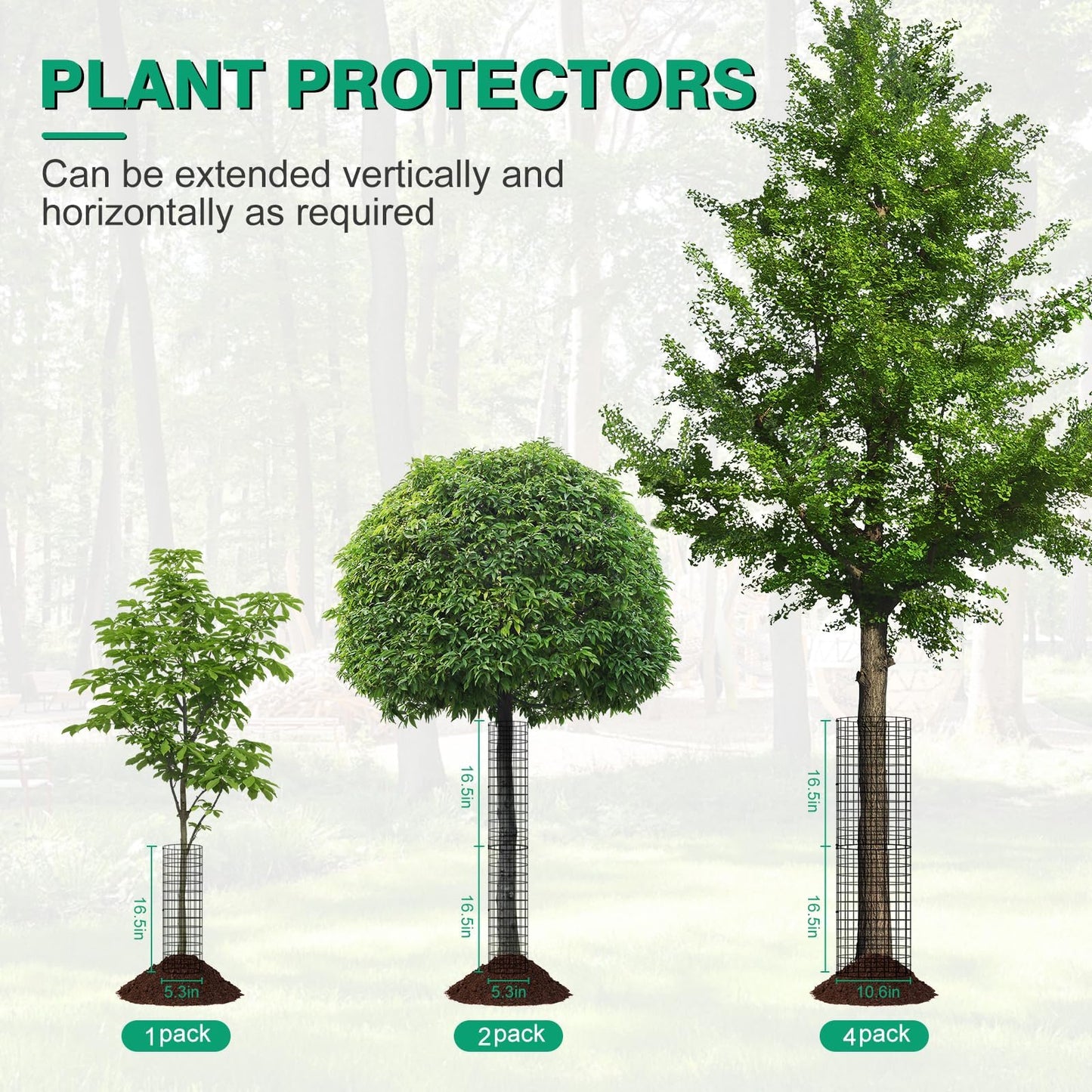 6Pack Tree Trunk Protector, Metal Tree Guards Trunk Protector with Zip Ties & Metal Stakes & Glove, Tree Bark Protector, Tree Protectors from Deer Animals Trimmers 5.3'' Dia x 16.5'' H (6 Pcs)