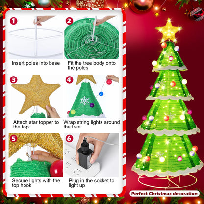 Tujoe 6.5ft Christmas Tree Pop up Indoor Outdoor, 230 LED Lights Holiday Decor with Stakes & Collapsible Holiday Christmas Decoration for Home, Yard, Lawn, Party