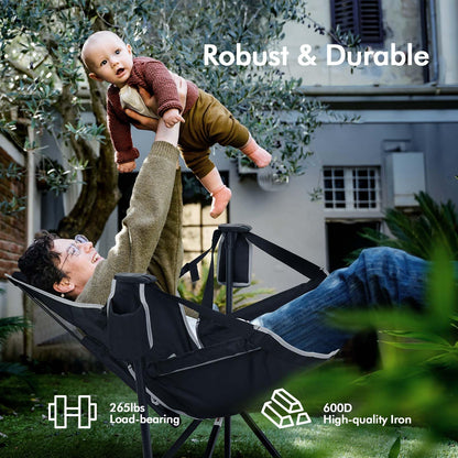 AKSOUL Hammock Camping Chair Swinging: Foldable & Portable Swing Chairs with Storage Bag - 265lbs Adult Weight Capacity - Folding Rocking for Lawn Camp Stargazer Outdoor
