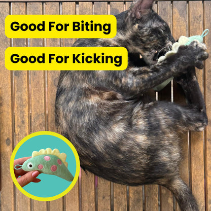 repounce Plush Dinosaur Catnip Cat Toy, Soft and Durable Crinkle Sound with Catnip Inside, Kicker Cat Toy, Cat Toys for Indoor Cats & Kittens, Lure and Attachment Toy with Loop for Cat Wand