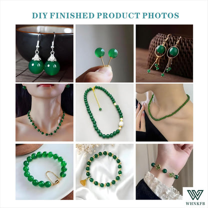 WHNKFB 6mm 100PCS Natural Green Agate Round Beads, Banded Loose Stone Beads for Jewelry Making Craft - 4mm 6mm 8mm 10mm Options with Free Elastic Cord