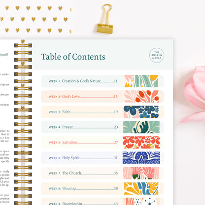 Official Spiral Bible® The Bible in a Year | 52 Week Guided Bible Study & Daily Reading Plan | Spiritual Companion & Journal for Adults & Teens | 8.5" x 11" Notebook