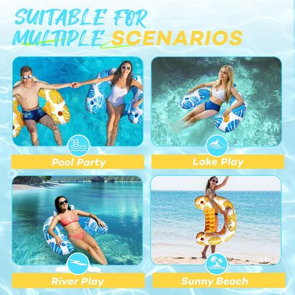 Inflatable Pool Floats Adult with Dual Cup Holders - 2-Pack, Ergonomic Pool Chairs for Floating, Hammock Lounge Pool Float for Party Summer, Water Activity, Lake and Beach, Pool Accessories