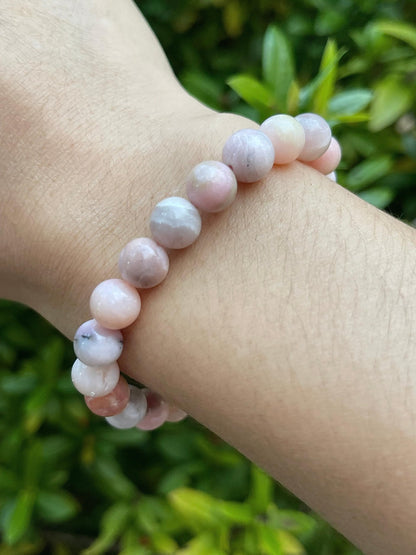 GAF TREASURES Pink Opal Crystal Bead Bracelet 8mm, Genuine Pink Opal Stretch Gemstone Bracelet, Healing Crystal Bracelet, Gift for Men & Women (1)