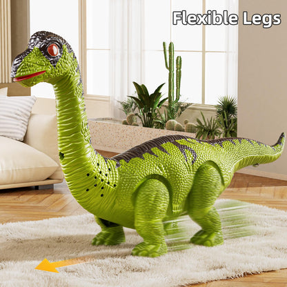 TEMI 3 Pack Electrical Walking Dinosaur Toys for Toddlers 3-4 3-5 Years with Sound and Light Up, Toddler Robot Dinosaur, Brachiosaurus, Stegosaurus Dinosaur Figures for Kids