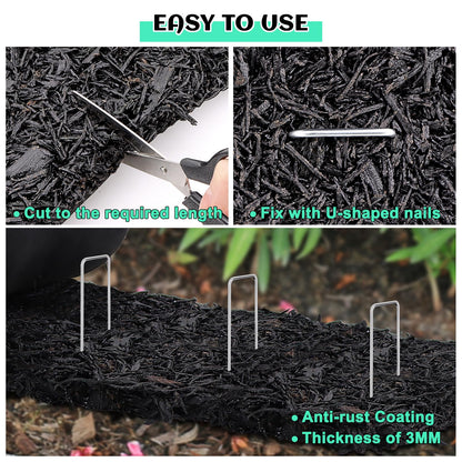 2 Pack 10 Ft Long Rubber Mulch for Landscaping Garden Mulch Black Roll Rubber Mulch Mat Natural-Looking Edging Border Cuttable Reduced Weed Growth Organic Soil Fertilizer Bed Liner for Garden